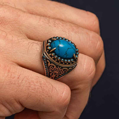 Turquoise Stone Men's Silver Ring