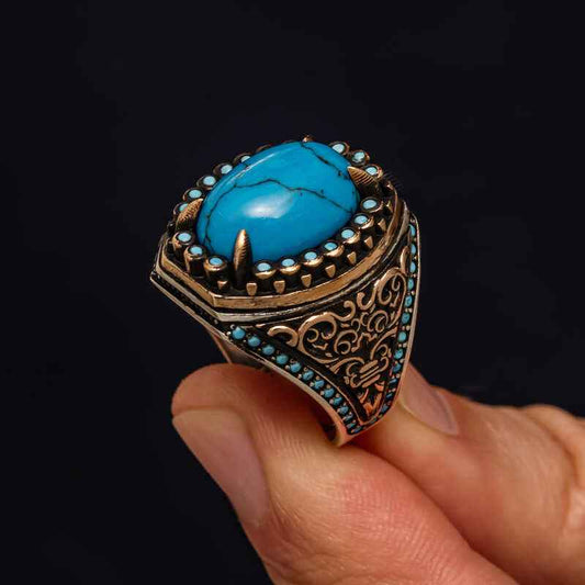 Turquoise Stone Men's Silver Ring