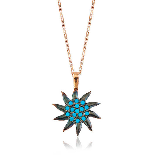 Blue Sun Women's Rose Plated Silver Necklace