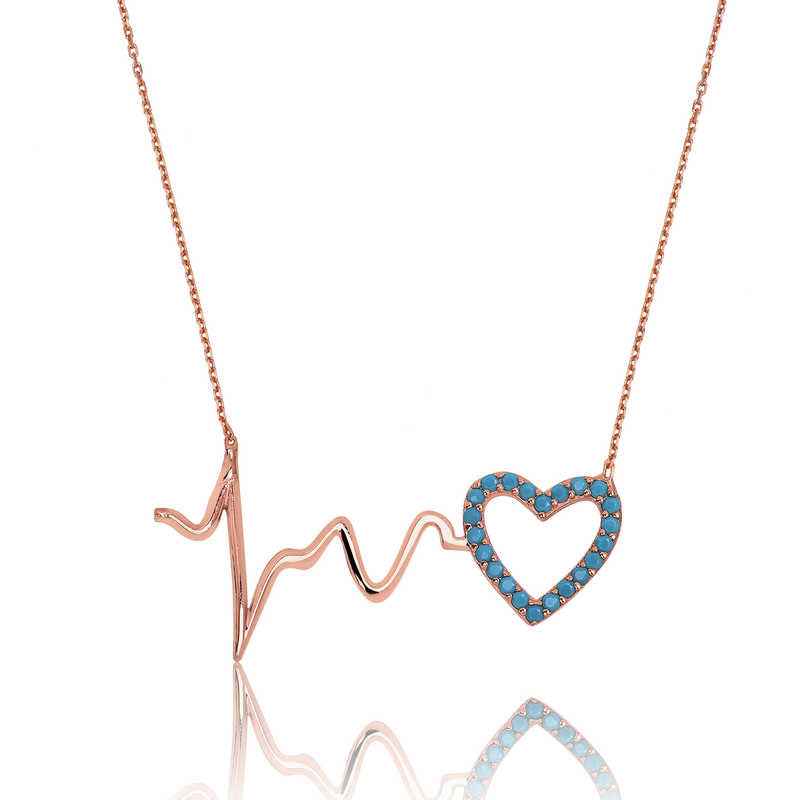 Heartbeat Women's Rose Gold Plated Silver Pendant
