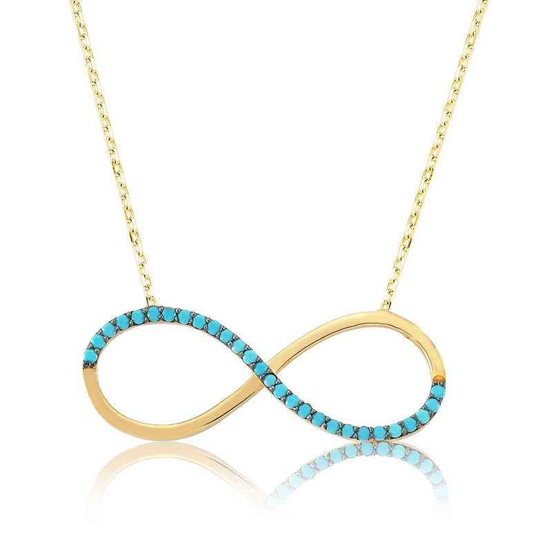 Turquoise Stone Infinity Women's Silver Necklace