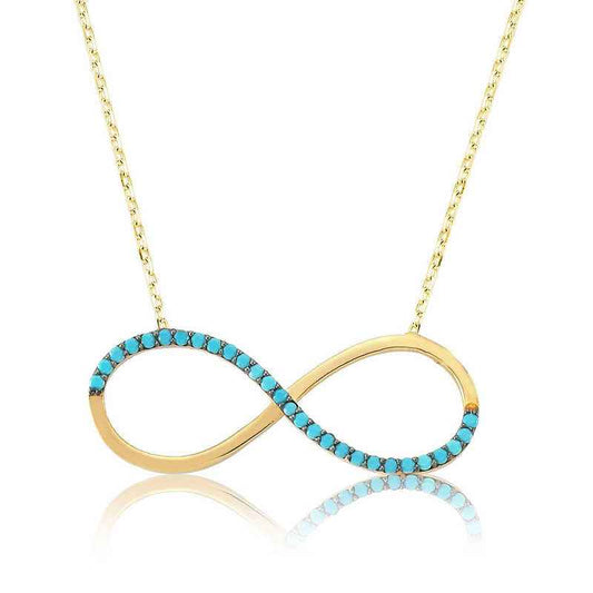 Turquoise Stone Infinity Women's Silver Necklace