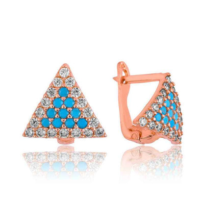 Blue Triangle Silver Earrings