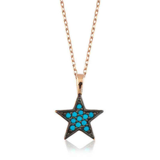 Blue Star Women's Rose Plated Silver Necklace