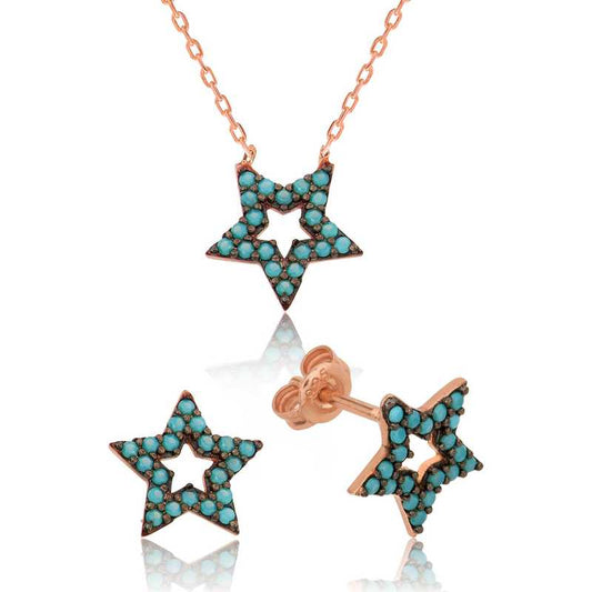 Ensemble en argent plaqué rose pour femme Blue Star
