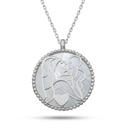 Phosphorescent Mother Child Love Women's Silver Necklace