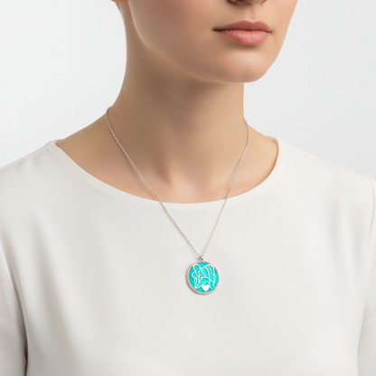 Phosphoreszierende Mutter-Kind-Liebe Damen Silber Halskette