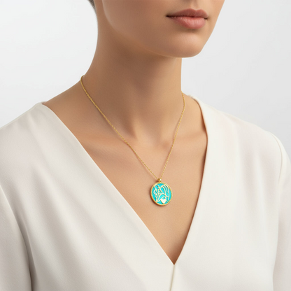 Phosphoreszierende Gold Mutter Kind Liebe Damen Silber Halskette