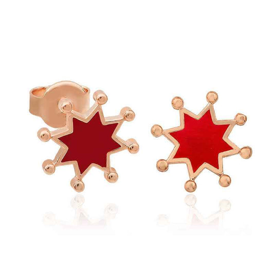 Phosphorescent Red Star Silver Earrings