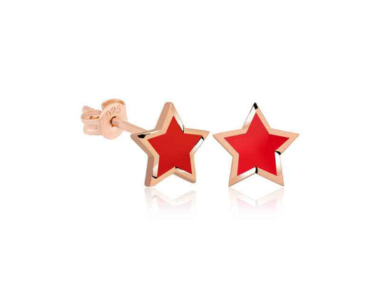 Phosphorescent Red Star Women's Silver Earrings