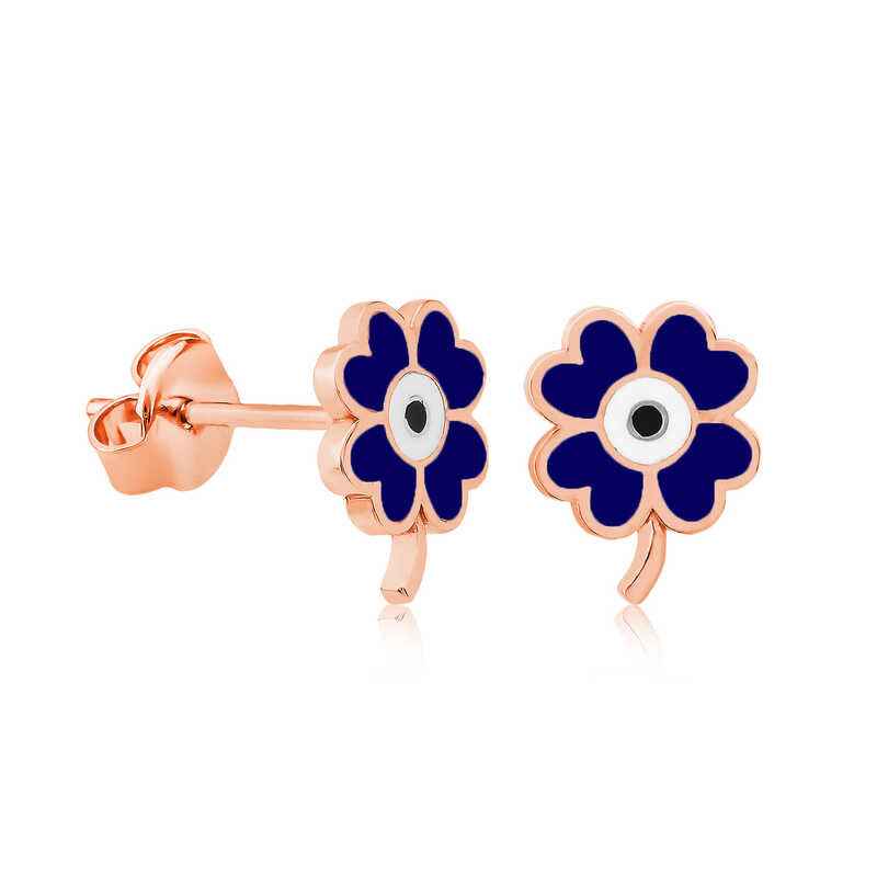 Phosphorescent Navy Blue Clover Silver Earrings