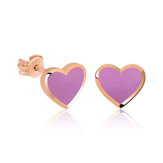 Phosphorescent Lilac Heart Silver Earrings