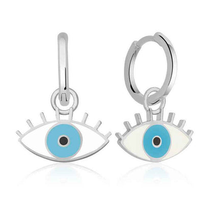 Phosphorescent Blue Eye Silver Earrings