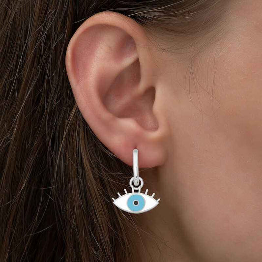 Phosphorescent Blue Eye Silver Earrings