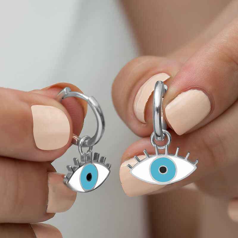 Phosphorescent Blue Eye Silver Earrings