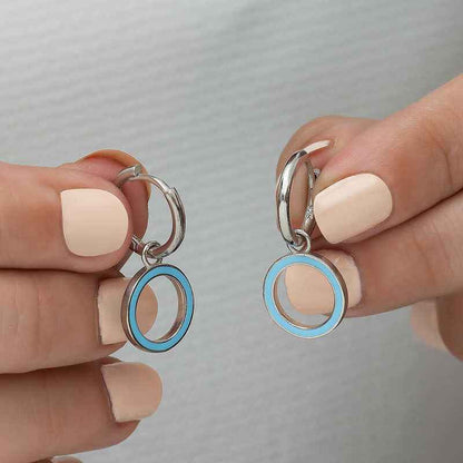 Phosphorescent Blue Oval Silver Earrings