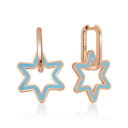 Phosphorescent Blue Star Silver Earrings