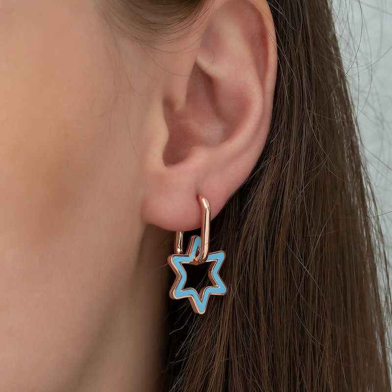 Phosphorescent Blue Star Silver Earrings
