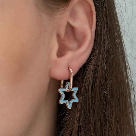 Phosphorescent Blue Star Silver Earrings