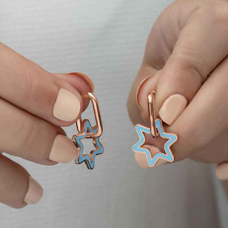 Phosphorescent Blue Star Silver Earrings