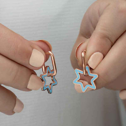 Phosphorescent Blue Star Silver Earrings
