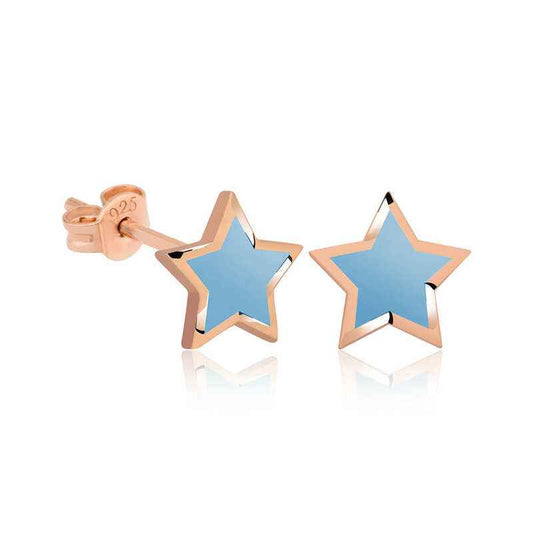 Phosphorescent Blue Star Silver Earrings