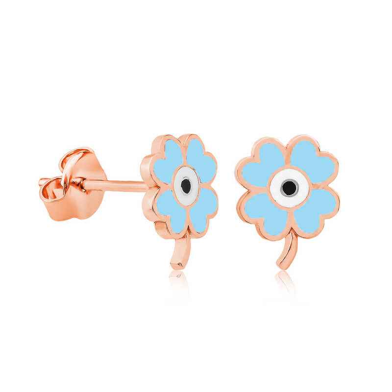 Phosphorescent Blue Clover Silver Earrings