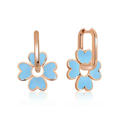 Phosphorescent Blue Clover Silver Earrings