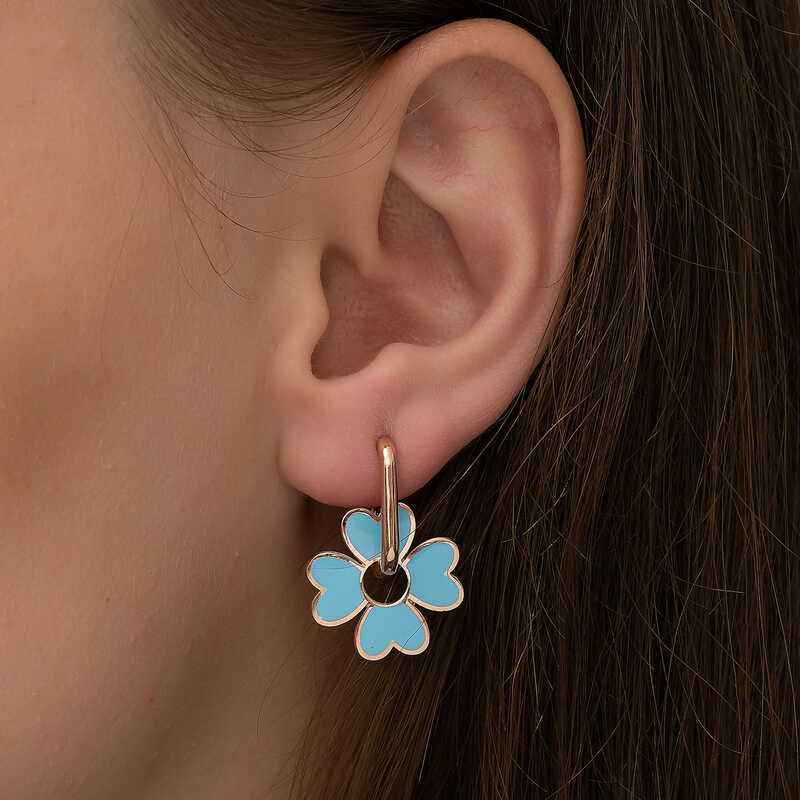 Phosphorescent Blue Clover Silver Earrings