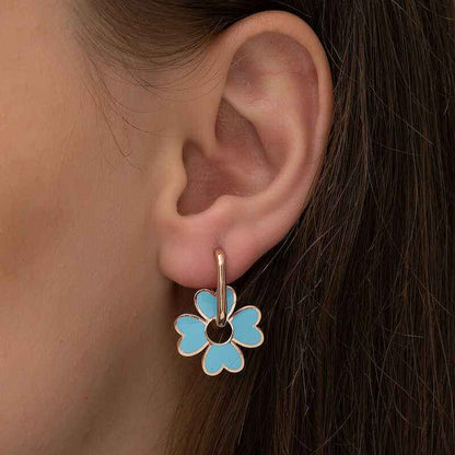 Phosphorescent Blue Clover Silver Earrings
