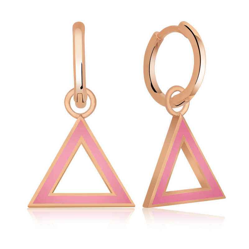 Phosphorescent Pink Triangle Women's Silver Earrings
