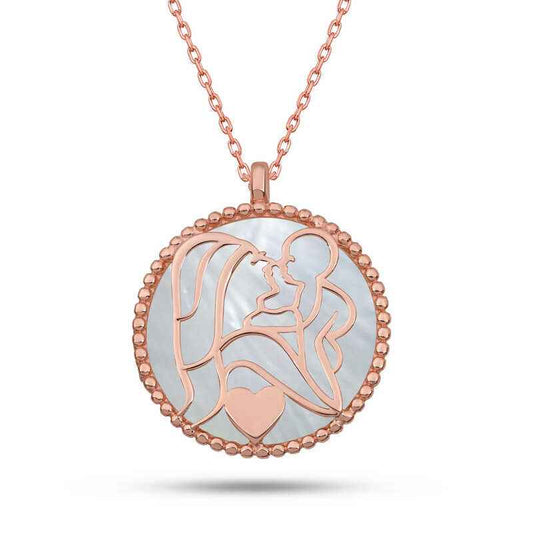 Phosphorescent Rose Mother Child Love Women's Silver Pendant
