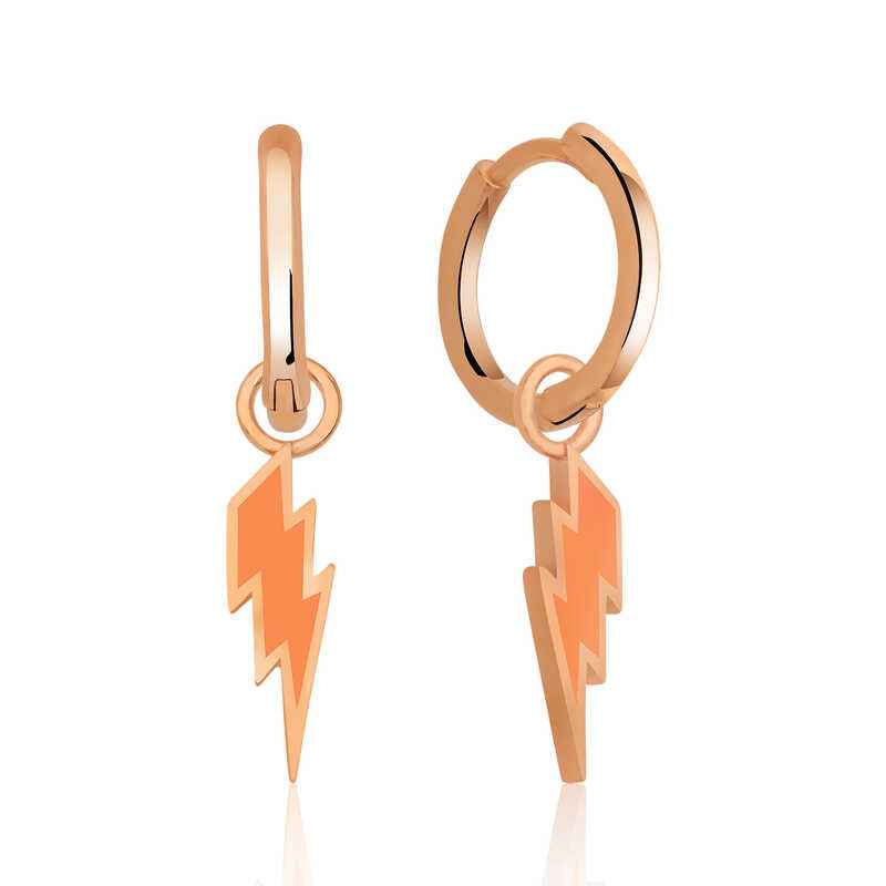 Phosphorescent Orange Lightning Women's Silver Earrings