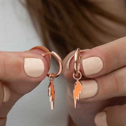 Phosphoreszierende orangefarbene Blitz-Ohrringe für Damen