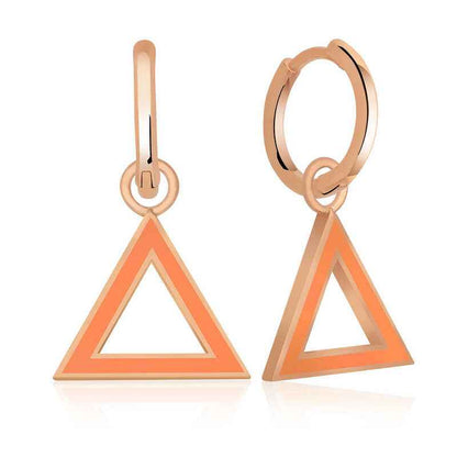 Phosphorescent Orange Triangle Silver Earrings