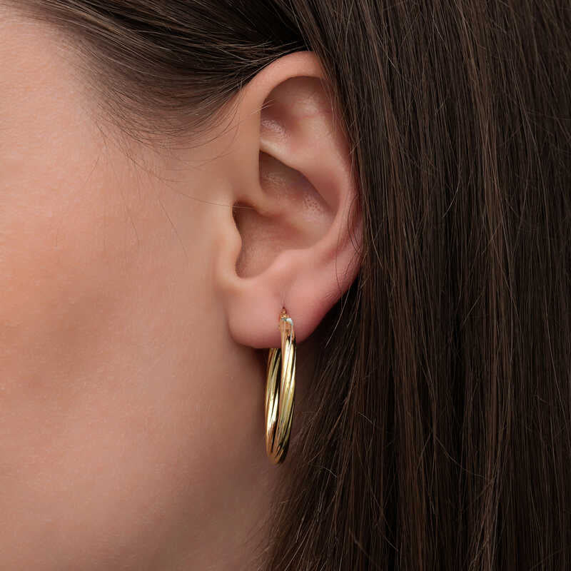 Boucles d'oreilles créoles spirales plaquées or de 3 mm pour femme