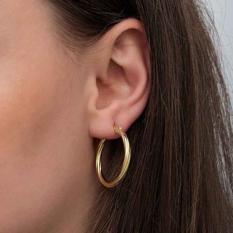 Gold Plated 3 mm Spiral Hoop Women's Silver Earrings