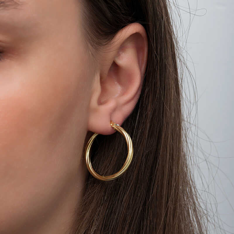Boucles d'oreilles créoles spirales plaquées or de 3 mm pour femme