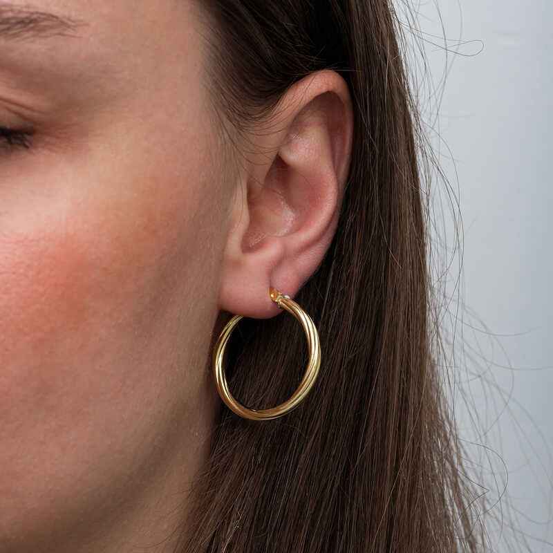 Gold Plated 3 mm Spiral Hoop Women's Silver Earrings
