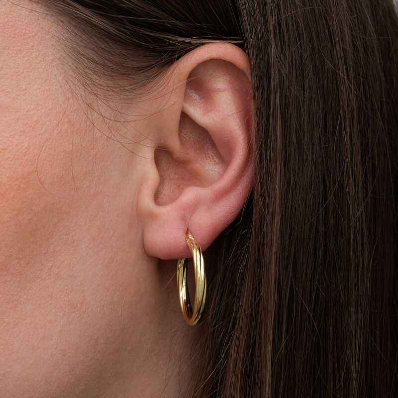 Gold Plated 3 mm Spiral Hoop Silver Earrings