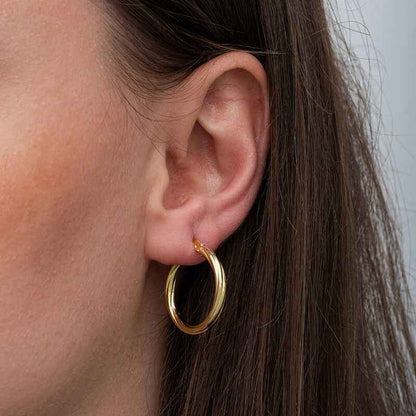 Gold Plated 3 mm Spiral Hoop Silver Earrings