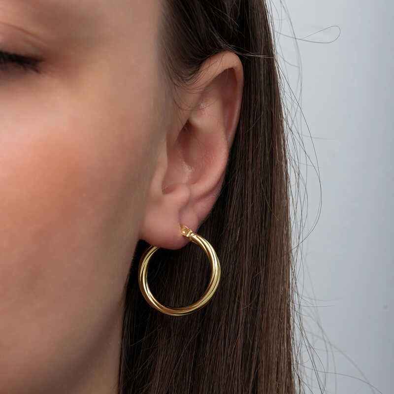 Gold Plated 3 mm Spiral Hoop Silver Earrings