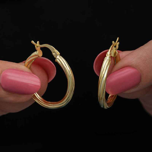 Gold Plated 3 mm Spiral Hoop Silver Earrings