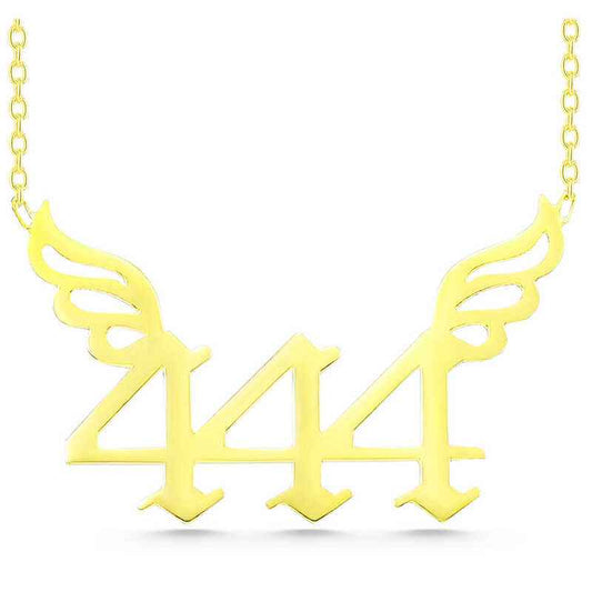 Gold Plated 444 Angel Number Women's Silver Necklace