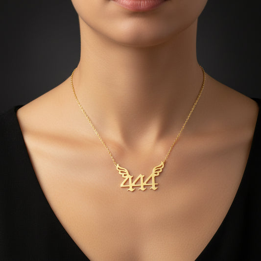 Gold Plated 444 Angel Number Women's Silver Necklace