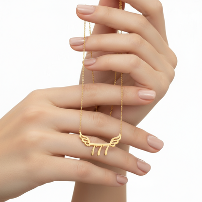 Gold Plated 777 Angel Number Women's Silver Necklace