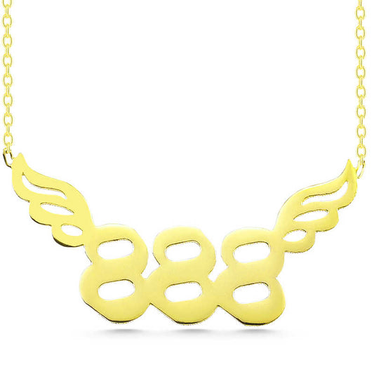 Gold Plated 888 Angel Number Women's Silver Necklace