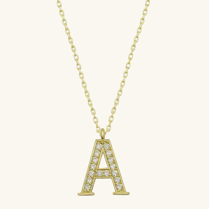 Gold Plated A Letter Women's Silver Necklace