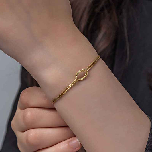 Gold Plated Love Knot Women's Silver Bracelet