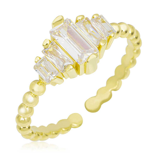 Bague en argent plaqué or pour femme, forme carrée et ajustable